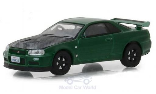 Nissan Skyline 1/64 Greenlight GT-R (BNR34) metallic green 2000 diecast model cars