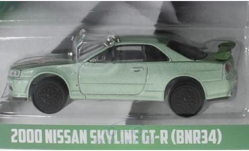 Nissan Skyline 1/64 Greenlight GT-R (BNR34) metallic green Turtle Wax 2000 diecast model cars