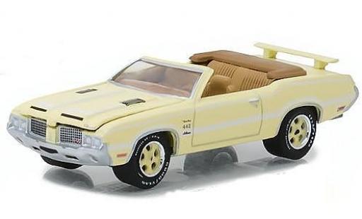 Oldsmobile Cutlass 1/64 Greenlight 442 yellow/white 1972 diecast model cars