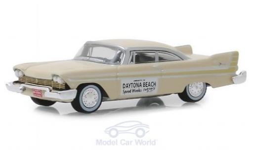 Plymouth Fury 1/64 Greenlight beige Daytona Beach Speed Weeks 1957 diecast model cars