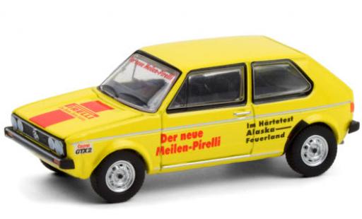 Diecast model cars Volkswagen Golf 1/64 Greenlight I yellow/Dekor Pirelli 1974 Härtetest: Alaska - Feuerland Volkswagen Golf 1/64 Greenlight I yellow/Dekor Pirelli 1974 Härtetest: Alaska - Feuerland diecast model cars