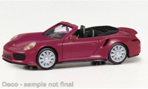 Diecast model cars Porsche 911 1/87 Herpa Turbo cabriolet metallise red foncé Porsche 911 1/87 Herpa Turbo cabriolet metallise red foncé diecast model cars
