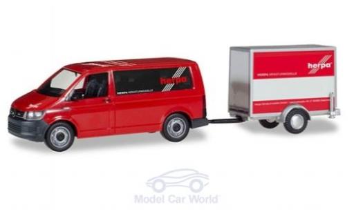 Volkswagen T6 1/87 Herpa Bus mit Kofferanhänger diecast model cars