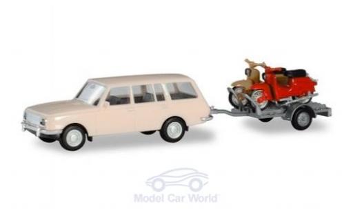 Wartburg 353 1/87 Herpa Tourist mit Anhänger und 2x Simson diecast model cars