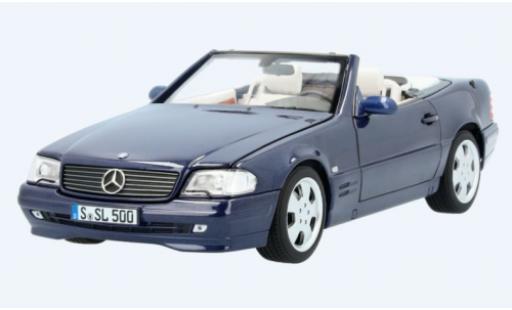 Mercedes 500 1/18 Norev SL (R129) metallic blue 1998 avec Softtop et Hardtop diecast model cars