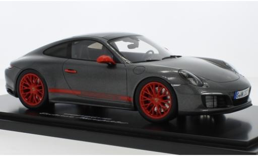 Porsche 991 4S 1/18 Spark 911 ( II) Carrera 4S metallic grey/red avec Vitrine diecast model cars