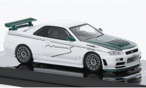 Nissan Skyline 1/64 INNO64 GT-R (R34) Nismo R-Tune Mines white/vert foncé RHD diecast model cars