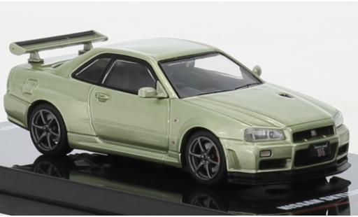 Nissan Skyline 1/64 INNO64 GT-R (R34) V-Spec II metallise green RHD diecast model cars