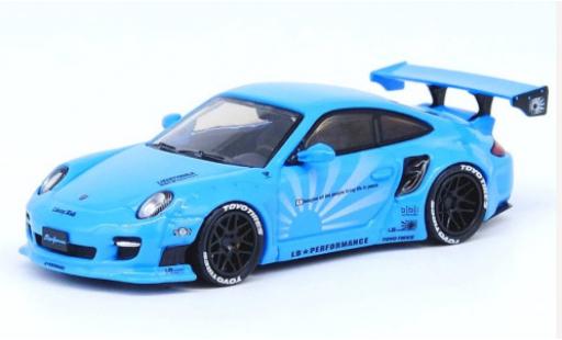 Porsche 997 1/64 INNO64 911 () Liberty Walk blue diecast model cars