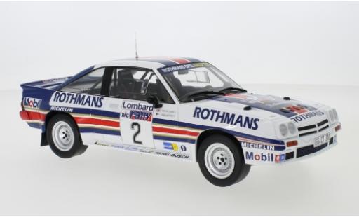 Diecast model cars Opel Manta 1/18 IXO 400 No.2 Rothmans Rally Team Rothmans Rallye WM RAC Rallye 1983 H.Toivonen/F.Gallagher Opel Manta 1/18 IXO 400 No.2 Rothmans Rally Team Rothmans Rallye WM RAC Rallye 1983 H.Toivonen/F.Gallagher diecast model cars
