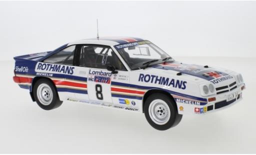 Diecast model cars Opel Manta 1/18 IXO 400 No.8 Rothmans Rally Team Rothmans Rallye WM RAC Rallye 1983 J.McRae/I.Grindrod Opel Manta 1/18 IXO 400 No.8 Rothmans Rally Team Rothmans Rallye WM RAC Rallye 1983 J.McRae/I.Grindrod diecast model cars