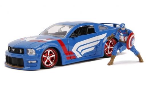 Ford Mustang 1/24 Jada Toys GT blue/Dekor Marvel Avengers - Captain America 2006 avec figurine diecast model cars