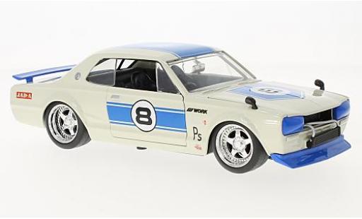 Nissan Skyline 1/24 Jada Toys 2000 GT-R (KPGC 10) white/blue RHD 1971 diecast model cars