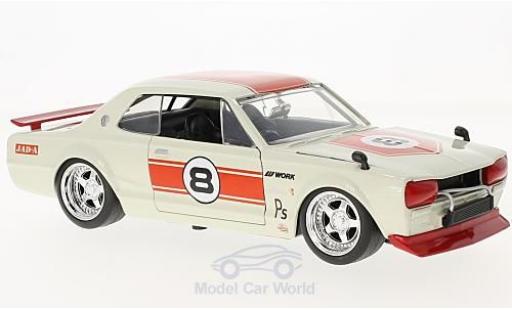 Nissan Skyline 1/24 Jada Toys 2000 GT-R (KPGC 10) white/red RHD 1971 diecast model cars