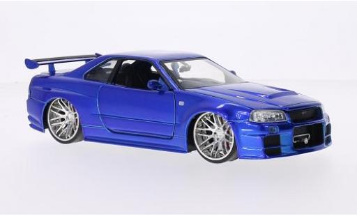 Nissan Skyline 1/24 Jada Toys GT-R (R34) Tuning metallic blue RHD Fast & Furious 2002 tuning diecast model cars