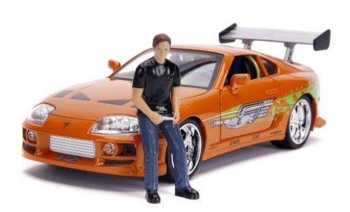 Diecast model cars Toyota Supra 1/18 Jada Toys metallic orange/Dekor Fast & Furious 1995 avec figurine et Scheinwerferfunktion Toyota Supra 1/18 Jada Toys metallic orange/Dekor Fast & Furious 1995 avec figurine et Scheinwerferfunktion diecast model cars
