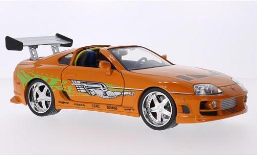 Diecast model cars Toyota Supra 1/18 Jada Toys Tuning metallic orange/Dekor Fast & Furious 1995 Brian O'Conner Toyota Supra 1/18 Jada Toys Tuning metallic orange/Dekor Fast & Furious 1995 Brian O'Conner diecast model cars