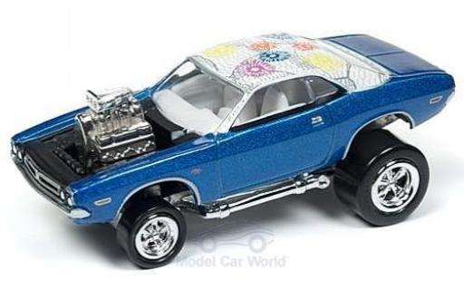 Diecast model cars Dodge Challenger 1/64 Johnny Lightning metallic blue/Dekor 1971 Tuning ohne Vitrine Dodge Challenger 1/64 Johnny Lightning metallic blue/Dekor 1971 Tuning ohne Vitrine diecast model cars