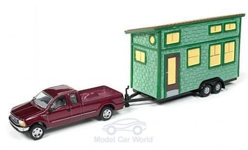 Ford F-250 1/64 Johnny Lightning Super Duty metallic red 2004 mit Tiny House ohne Vitrine diecast model cars