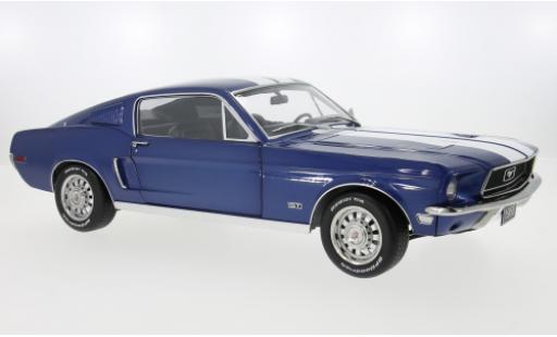 Diecast model cars Ford Mustang 1/12 KK Scale GT Fastback blau/weiss 1968 1:12 Ford Mustang 1/12 KK Scale GT Fastback blau/weiss 1968 1:12 diecast model cars