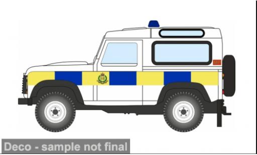 Diecast model cars Land Rover Defender 90 weiss Royal Military Police 1/76 Oxford