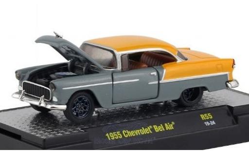 Chevrolet Bel Air 1/64 M2 Machines metallic grey/matt-yellow 1955 diecast model cars