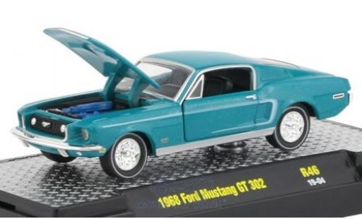 Diecast model cars Ford Mustang 1/64 M2 Machines GT 302 türkis/black 1968 Ford Mustang 1/64 M2 Machines GT 302 türkis/black 1968 diecast model cars