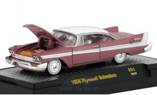 Plymouth Belvedere 1/64 M2 Machines pink/white 1958 diecast model cars