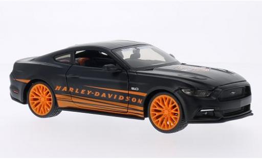 Ford Mustang 1/24 Maisto GT matt-black/orange Harley-Davidson 2015 diecast model cars