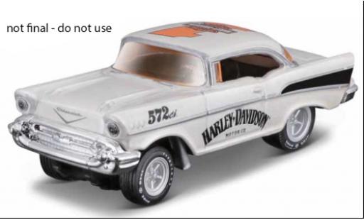 Chevrolet Bel Air 1/64 Maisto white/black Harley-Davidson 1957 diecast model cars