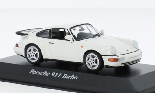 Diecast model cars Porsche 964 Turbo 1/43 Maxichamps 911  white 1990 Porsche 964 Turbo 1/43 Maxichamps 911  white 1990 diecast model cars