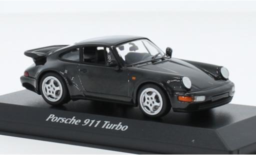 Diecast model cars Porsche 964 Turbo 1/43 Maxichamps 911  metallise black 1990 Porsche 964 Turbo 1/43 Maxichamps 911  metallise black 1990 diecast model cars