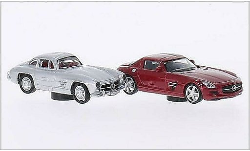 Mercedes 300 Base 1/87 Schuco grey + SLS AMG red diecast model cars
