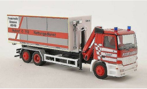 Mercedes Actros Base 1/87 Herpa M Fire brigade Bremen Abrollcontainer-LKW with Kran diecast model cars