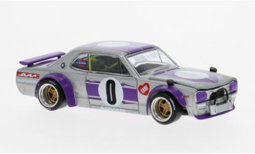 Diecast model cars Nissan Skyline 1/64 Mini GT 2000 GT-R (KPGC10) violett/silber 1969 1:64 Nissan Skyline 1/64 Mini GT 2000 GT-R (KPGC10) violett/silber 1969 1:64 diecast model cars