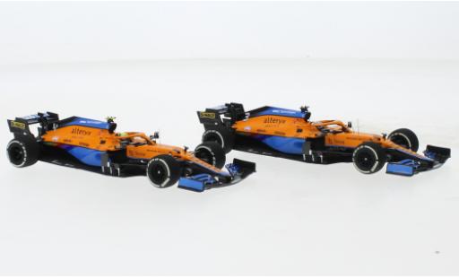 McLaren F1 1/43 Minichamps 2er Set: MCL35M No.3 + 4 Team Formel 1 GP Italien 2021 diecast model cars