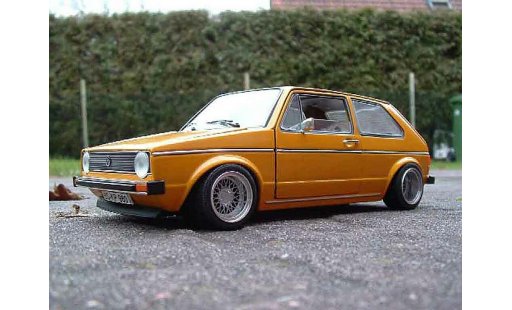 Volkswagen Golf GTI 1/18 Solido jantes BBS tuning orange diecast model cars