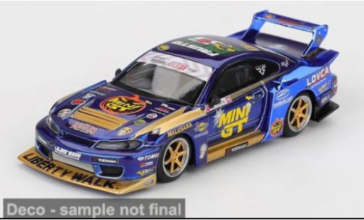 Nissan Silvia 1/64 Mini GT S15 LB-Super Silhouette Formula Drift 2025 Team Liberty Walk #555 1:64 diecast model cars