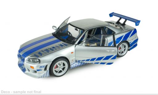Diecast model cars Nissan Skyline GT-R (BNR34) silber/blau Fast &amp; Furious 1/18 Solido