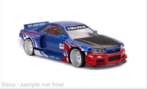 Diecast model cars Nissan Skyline GT-R (R34) Kaido House Flames V1 blau/rot 1991 1/64 Mini GT
