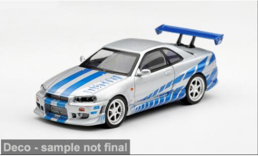 Nissan Skyline 1/64 Mini GT GT-R (R34) silber/blau 2003 Fast &amp; Furious II 1:64 diecast model cars
