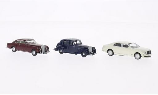 Bentley 3 1/76 Oxford er-Set: MkVI - dkl.-blue Continental - dkl.-red Mulsanne - white blue/red diecast model cars
