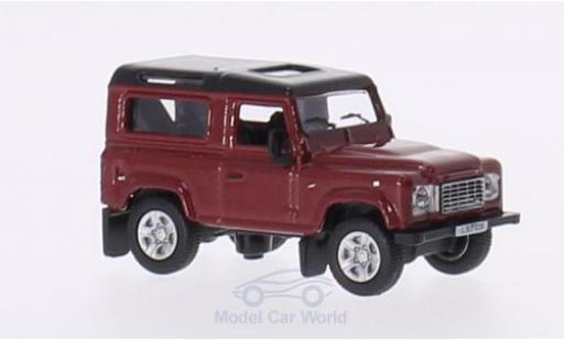 Land Rover Defender 1/76 Oxford 90 metallic red/metallic black RHD Station Wagon diecast model cars