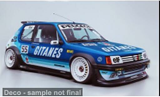 Diecast model cars Peugeot 205 GTi blau/Dekor 1990 1/18 Solido