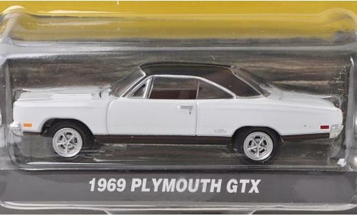 Plymouth GTX 1969 1/64 Greenlight white/matt-black diecast model cars
