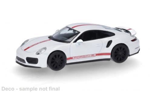 Porsche 991 Turbo 1/87 Herpa 911  weiss/rot 1:87 diecast model cars