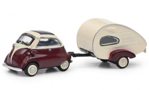 Bmw Isetta 1/87 Schuco red/white avec ES-Piccolo-remorque diecast model cars