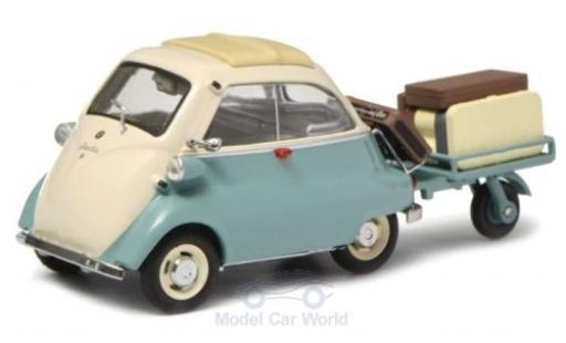Diecast model cars Bmw Isetta 1/43 Schuco türkis/beige mit Anhänger und Gepäck Bmw Isetta 1/43 Schuco türkis/beige mit Anhänger und Gepäck diecast model cars