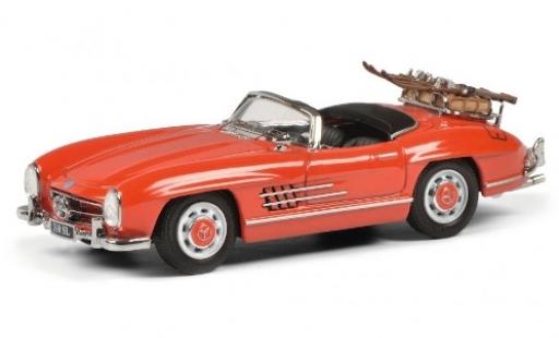 Mercedes 300 1/43 Schuco SL Roadster (W198 II) red mit Skiträger und Ladegut diecast model cars