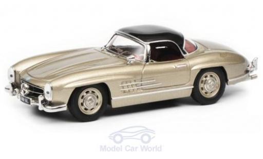Mercedes 300 1/43 Schuco SL Roadster (W198) metallic beige/black diecast model cars